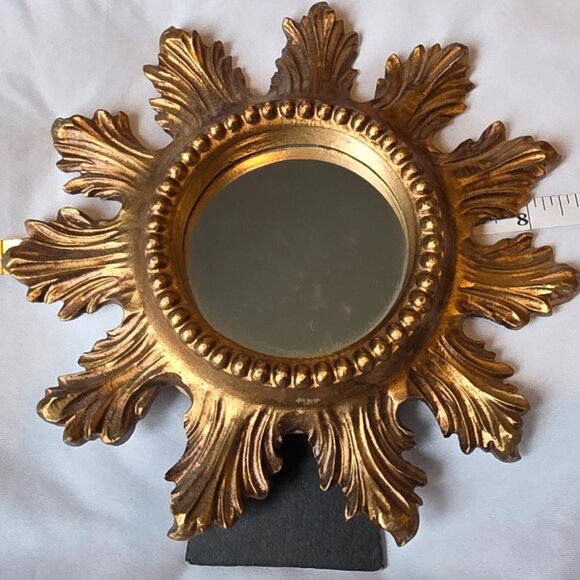Metal Sunburst Mirror Gold-toned Decorative Picture Frame Standing Hanging - Picture 9 of 11